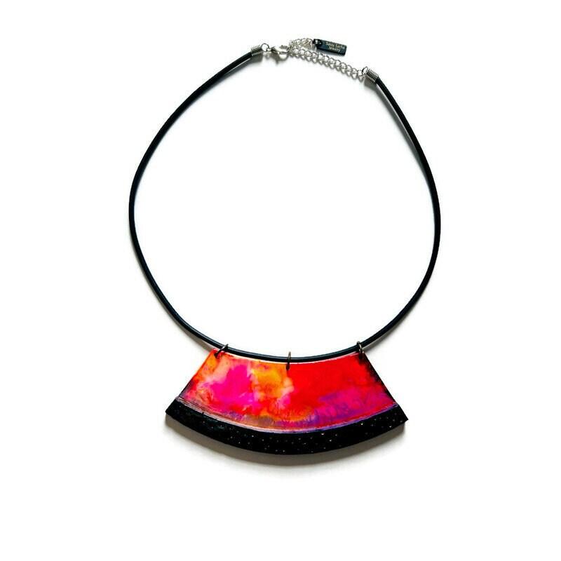 Painted Clay Jewelry Set with Necklace & Earrings