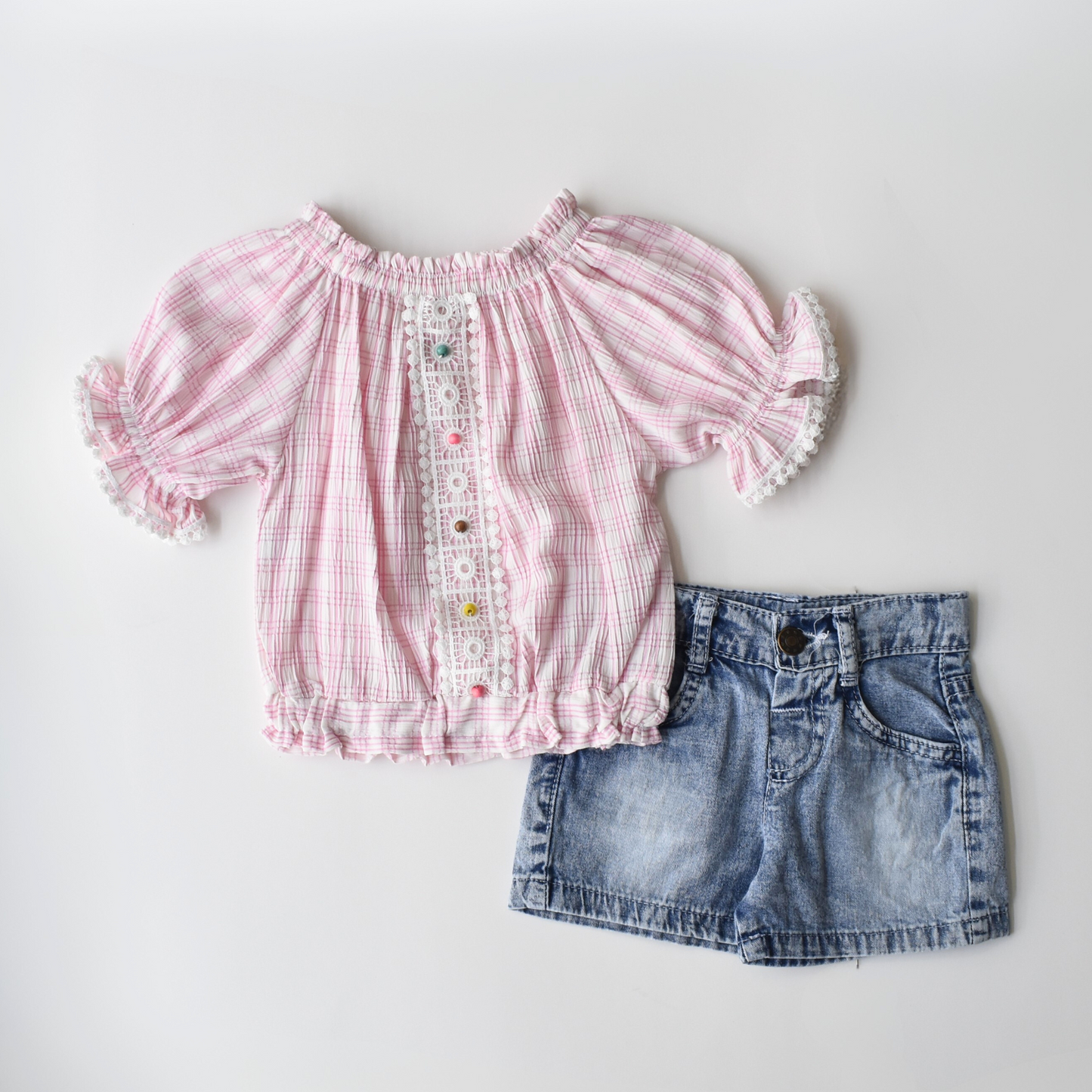 Stylish Square Girls Denim Set