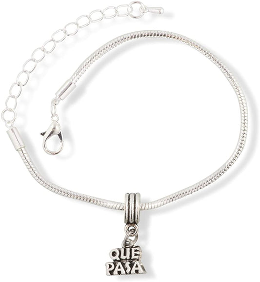 EPJ Que Pasa Text Snake Chain Charm Bracelet