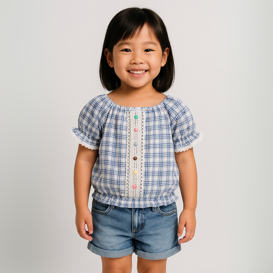 Stylish Square Girls Denim Set